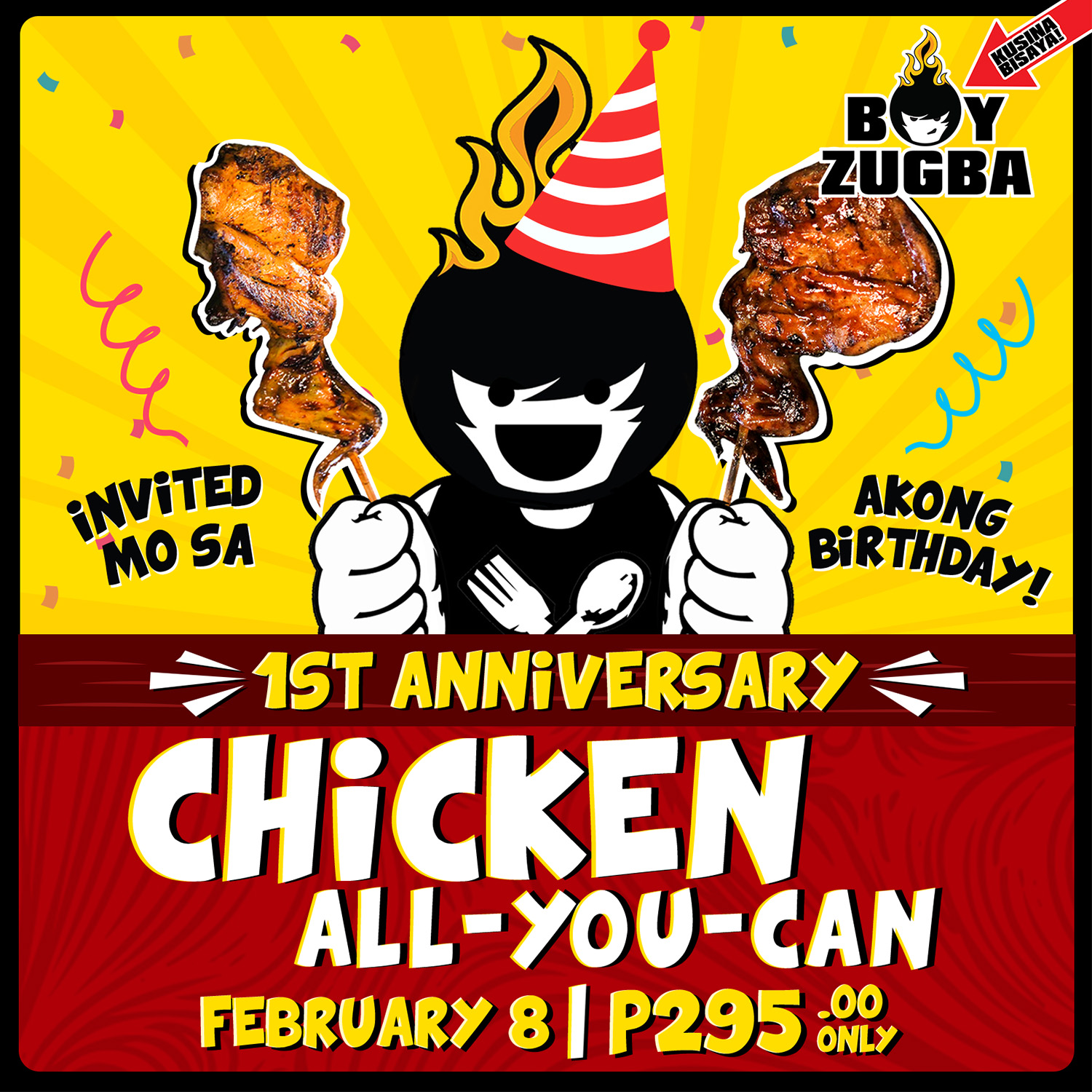 Boy Zugba 1st Anniversary Chicken All You Can - Social Media