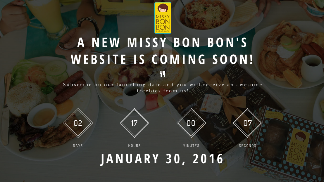The New Missy Bon Bon website countdown page. Screenshot from MissyBonBon.com